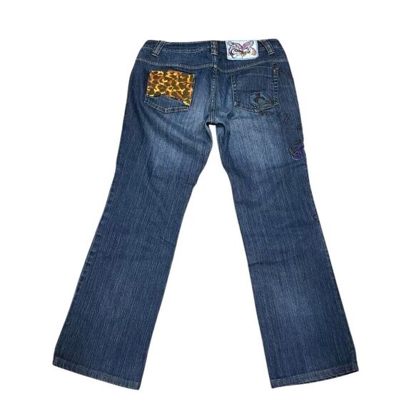 Oilily Y2K Low Rise Embroidered Art Deco Floral Blue Jeans 40 US 8-10 Bratz EUC - Picture 2 of 15